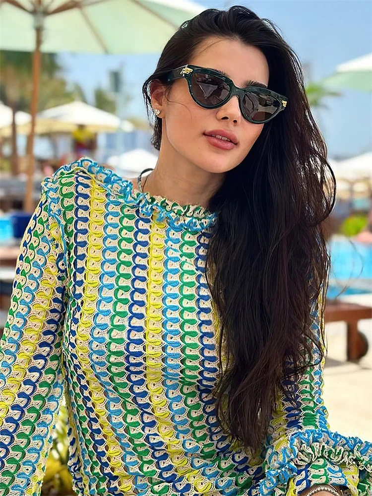 Lace Beach Holiday Long Dress Backless Female Hollow Out Patchwork Elegant Loose Contrast Party Dress Women Maxi Dress