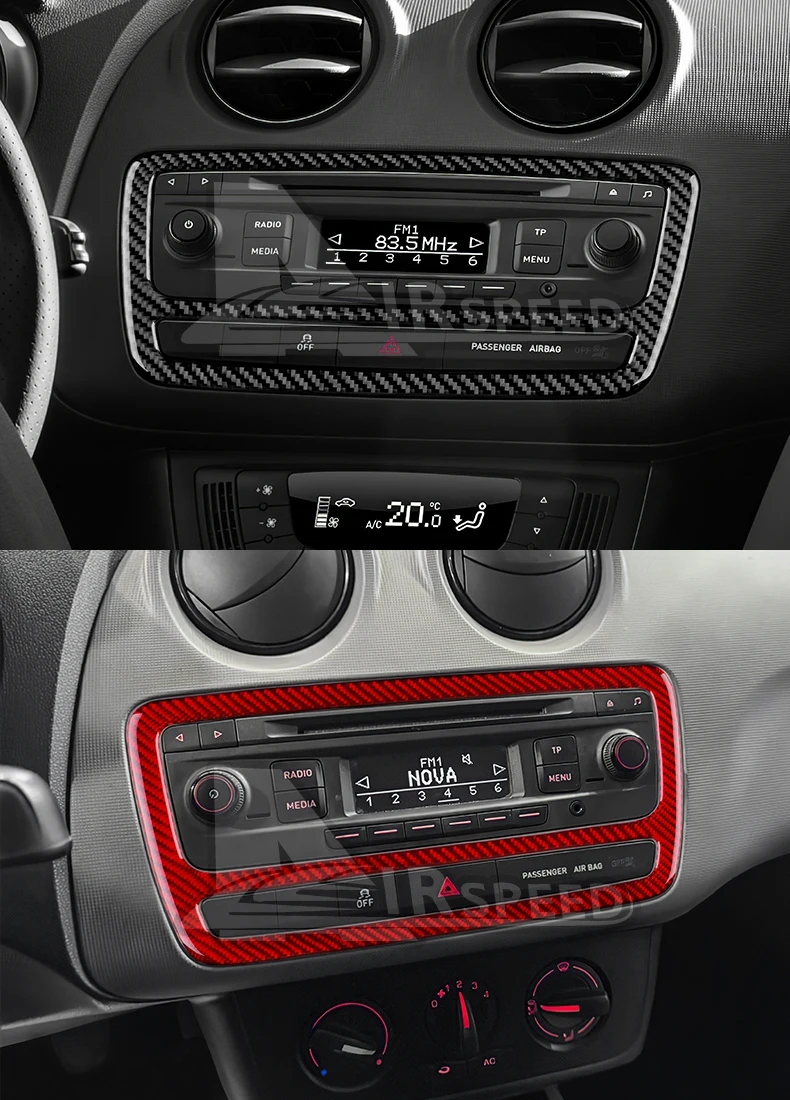 For Seat Ibiza 6j 2009 2010 2011 2012 2013 2014 Real Soft Carbon Fiber Sticker LHD RHD Car Center Console CD Frame Panel Trim