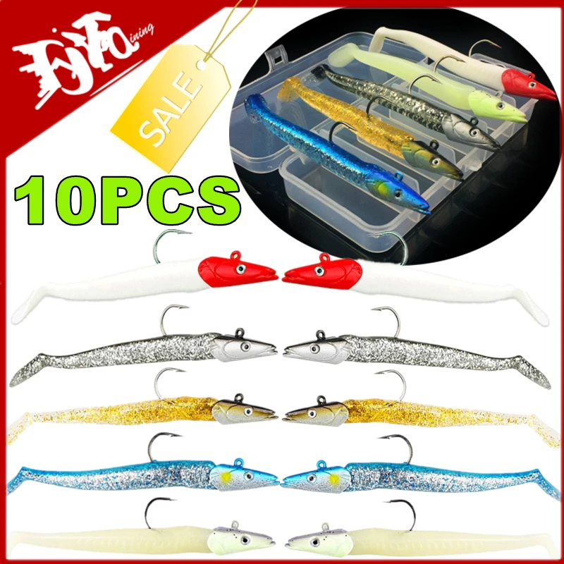 Luminous Silicone Sand Eel Fishing Lures With Hooks Bait Kit_voghion.com