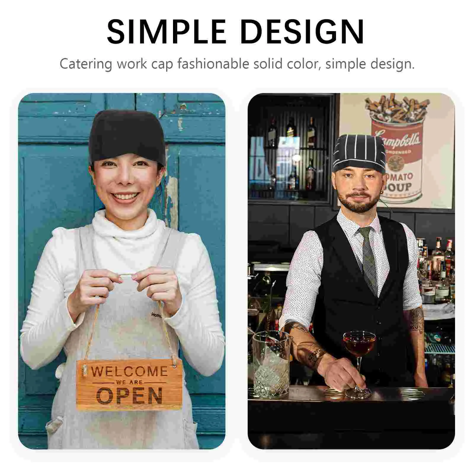 6 Pcs Elasticity Chef Toe Cap Man Men Caps Hats Unisex Tie Back Cotton Kitchen Working chef hat chef hats