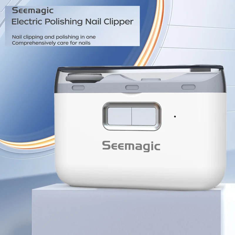 Youpin Seemagic 2in1 Electric Polishing Automatic Nail Clippers with Light Trimmer Nail Cutter Manicure Safe For Baby Adult Care electric nail clippers