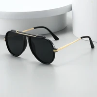 Lunettes de soleil ovales rétro de luxe pour femmes, monture large, verres rouge champagne, style pilote carré, protection UV400, lunettes de soleil surdimensionnées pour hommes 2