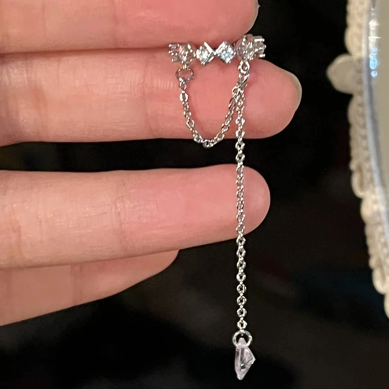 Fashion Zircon Shining Long Tassel Ear Cuff No Piercing Earrings Female Trendy Design Ear Clip Earrings Party Jewelry ear clip earrings clip earrings ear clip ear accessories
