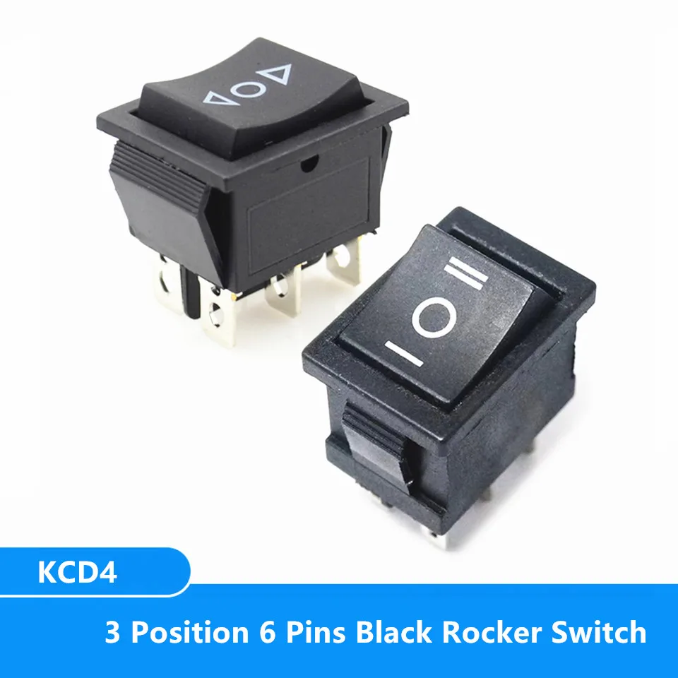

1PCS KCD4 Black Rocker Switch Power Switch ON-OFF-ON 3 Position 6 Pins The arrow reset 16A 250VAC/ 20A 125VAC