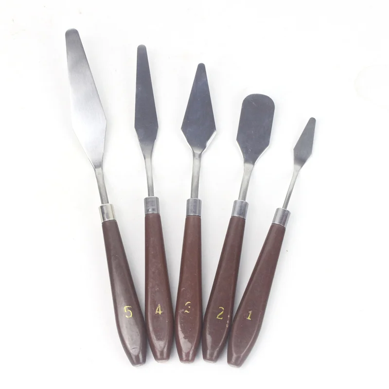 Oil Painting Knife Stainless Steel Color Matching Scraper Gouache Paint Scraper Palette Knife Watercolors 5Pcs/Set painting scraper