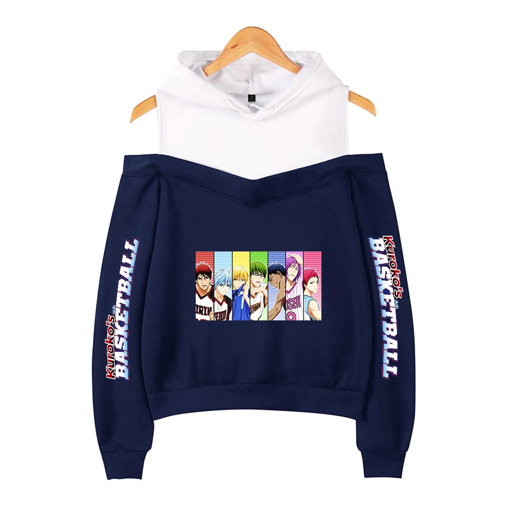 

Kuroko's Basketball Hoodies Off Shoulder Sweatshirt Long Sleeve Women's Hoodies Unisex Pullover Japanese Anime Fashion Tops