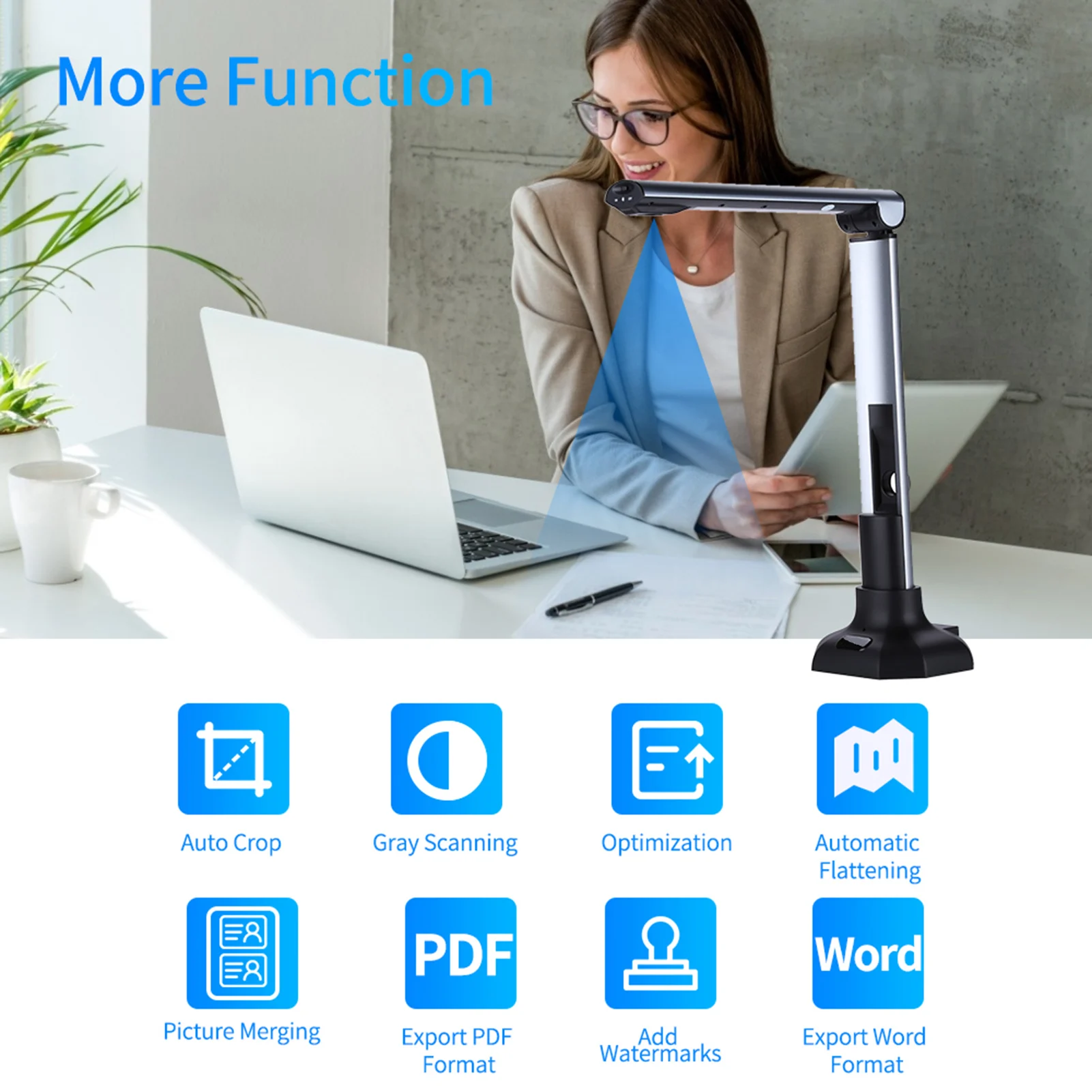 Max.A3 Portable Adjustable High Speed USB Book Image Document Camera Scanner HD 10 Mega-pixels for Classroom Office Library Bank