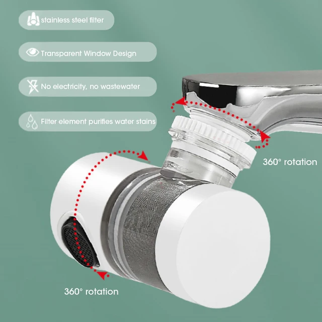 720° Rotatable Faucet Filter Splash Proof Tap Water Purifier Filtration And Pressurization Rotating Universal Extension Nozzl 2