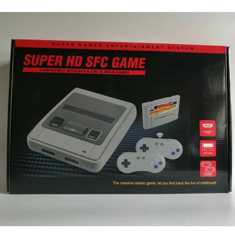 

16 BIT Super Retro Video Game Console HD For Super SNES Built-in 518 Games 2.4G Wireless Controller