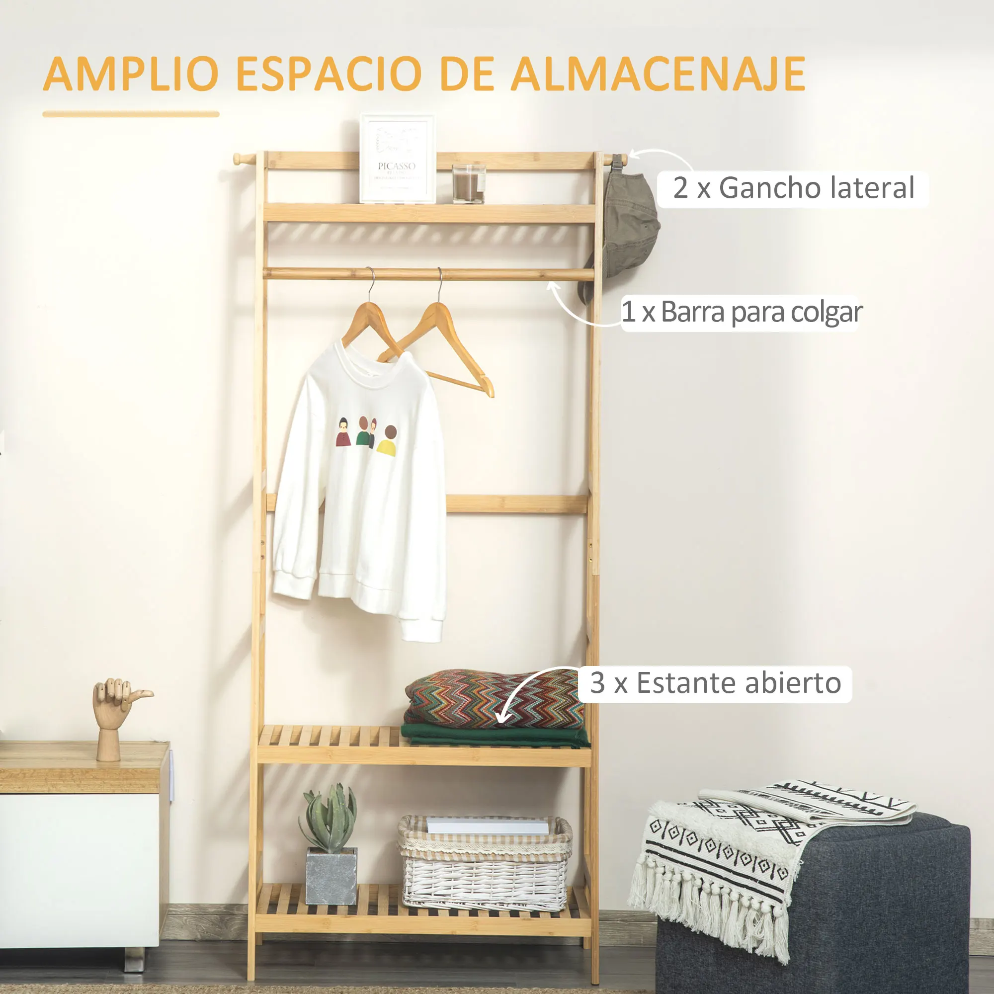 Ropa Perchero Madera Casa Ideas Burro Ropa Resistente HOMCOM