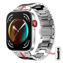 Stainless Steel Adjustable Metal Strap Bracelet for Fit 4 Pro Fit4 (Silver Red)