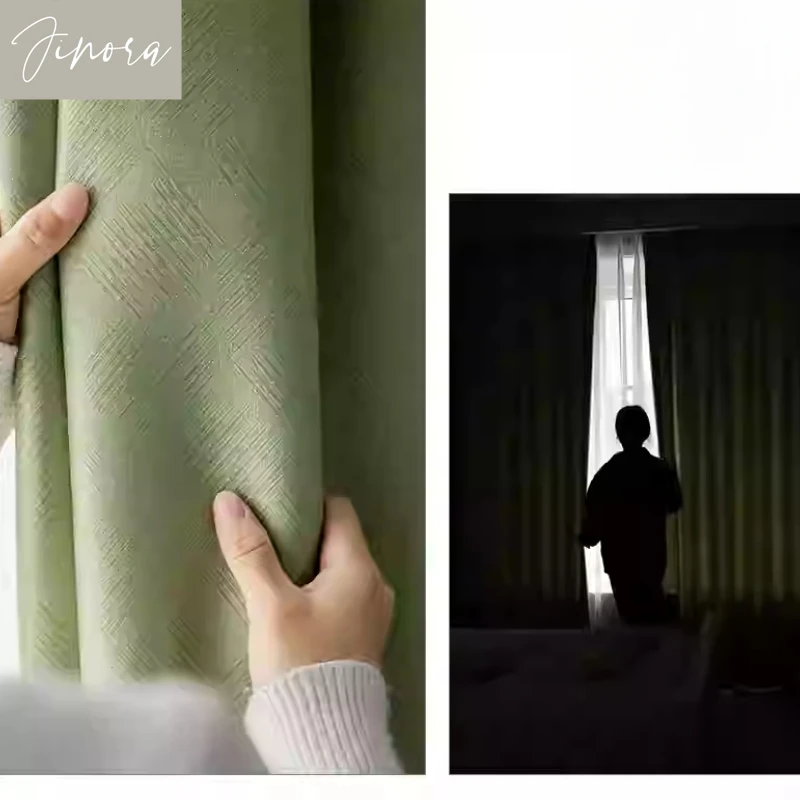 New Customizable Curtains for Living Room and Bedroom Fully Sunshade Finished Product Sun Protection Modern Nordic Decoration 5