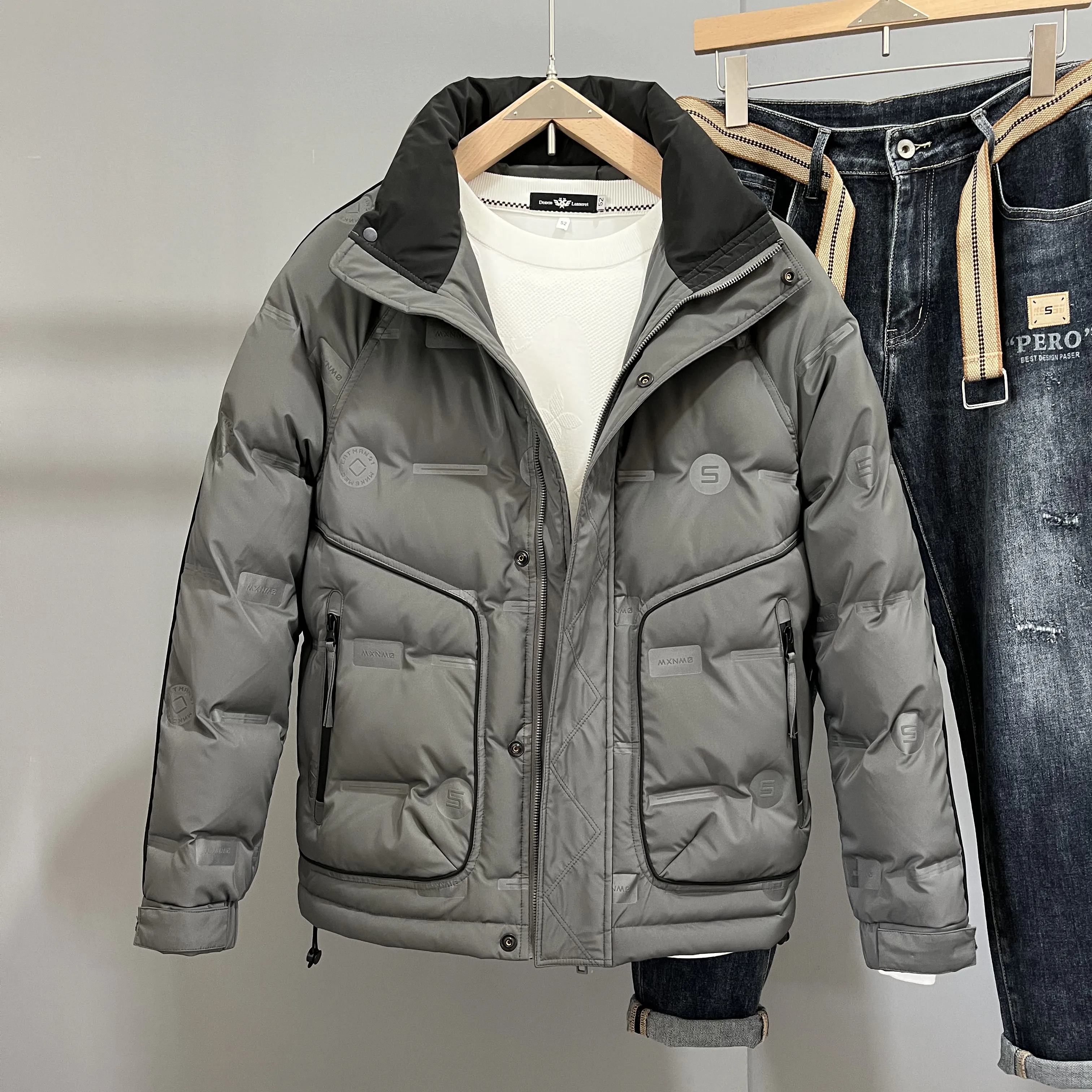Lässige Entendaunenjacken für Herren, 2025, Herbst und Winter, warme Puffermäntel, Jugend-Outwear, Übergröße M-4XL, winddicht, gepolsterte Oberteile – Detail 8
