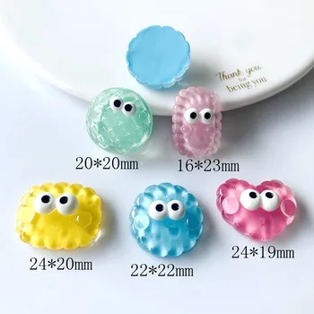 10Pcs Kawaii Cartoon Transparent Big Eye Cookies Resin DIY Shoes Hat Icebox Barrette Scrapbook Cream Glue Flat Back Resin - Thumbnail 3