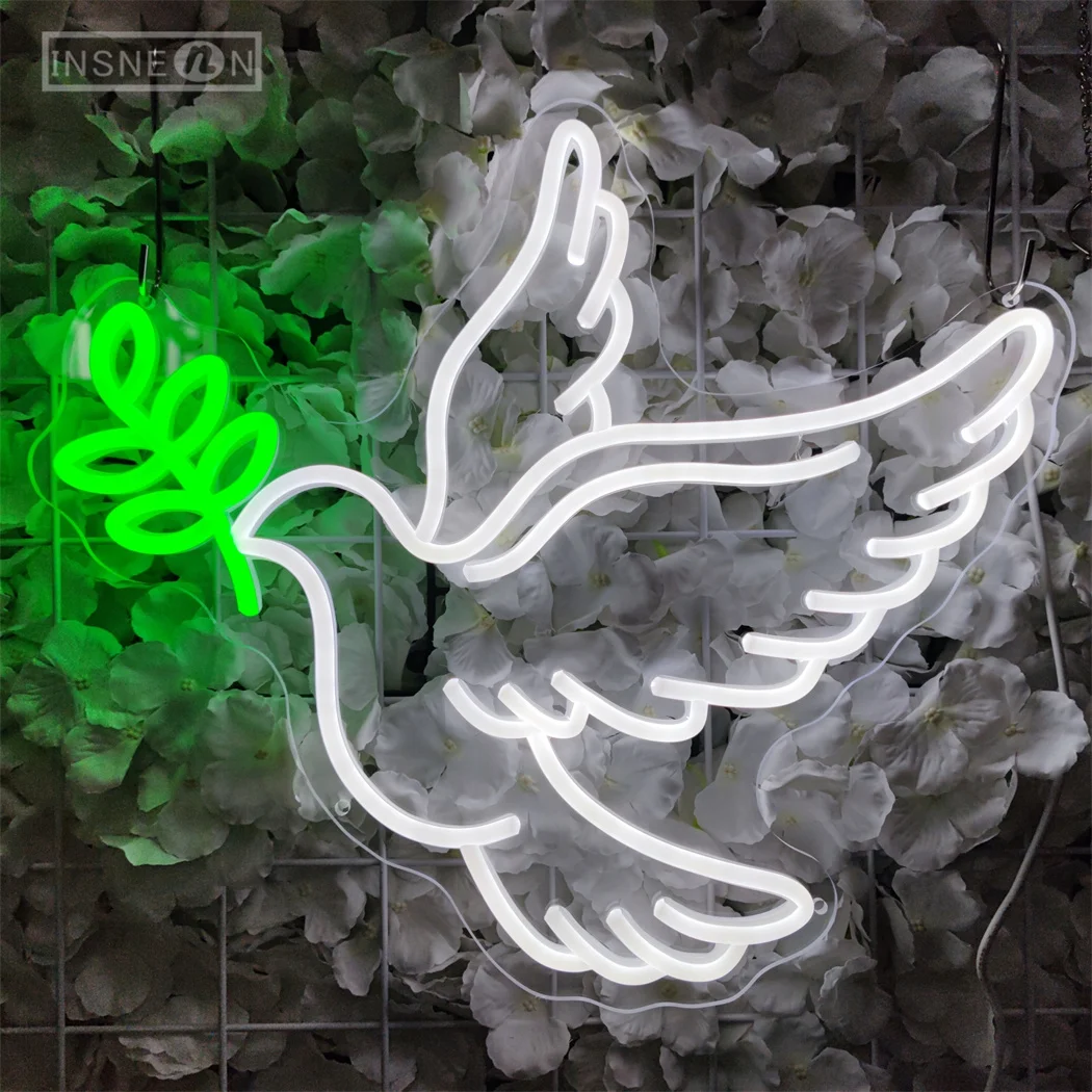 Description Picture 2 of itemPeace Dove LED Neon Sign Wall Hanging Multipurpose USB Powered Neon Light Sign for Home Bedroom Gaming Room Office Decor Light