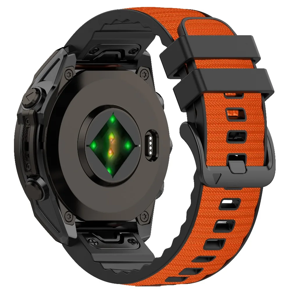 Quickfit Silicone & Nylon Strap with Leather Accents - Premium 26mm/22mm Band