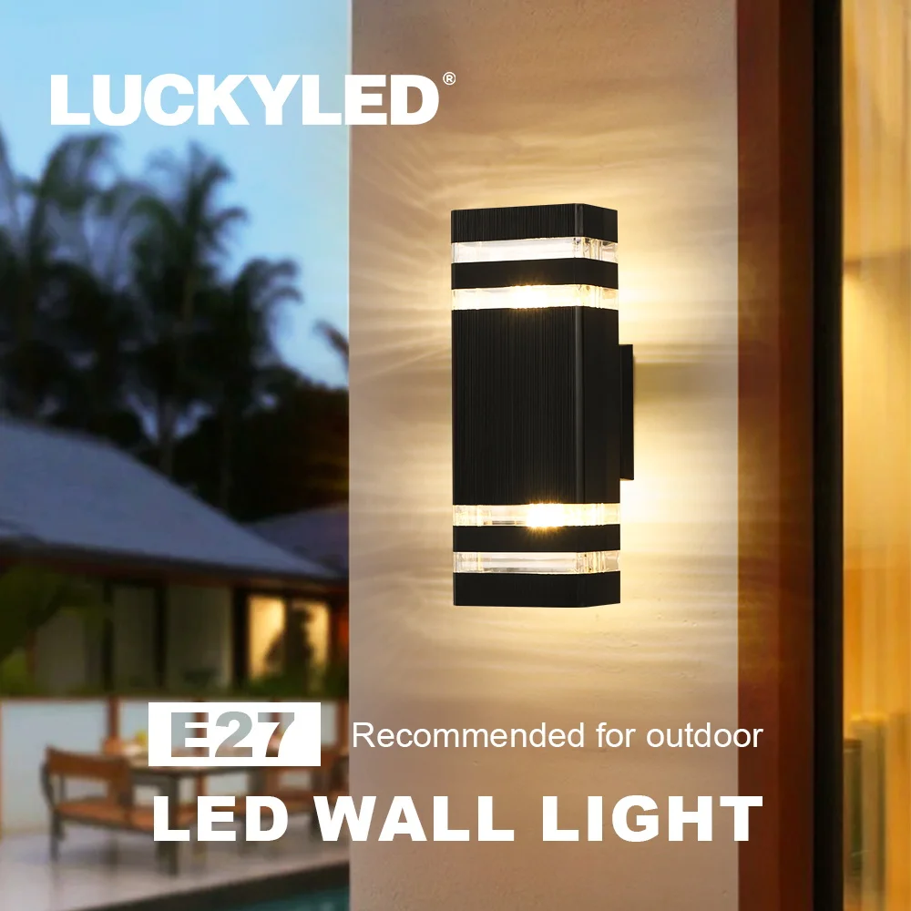LED Wall Lamp Decor Wall Light LED E27 Bulb Waterproof socket Plastic Sconce Outdoor External Stairs Lights Entrance Fixture