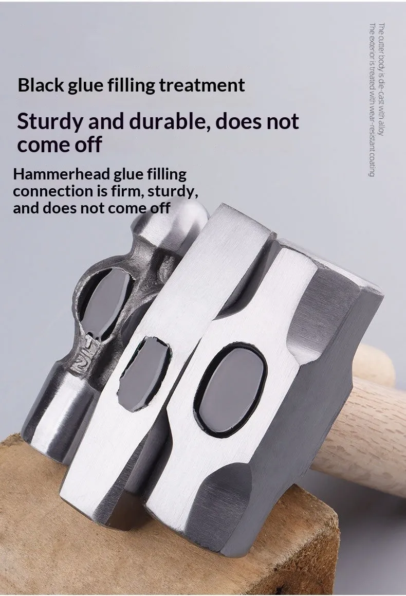 Mini-Hammer, Hammer aus Kohlenstoffstahl, Massivholz, kurzer Griff, achteckiger oder runder Kopfhammer, kleines manuelles Hardware-Werkzeug – Detail 2