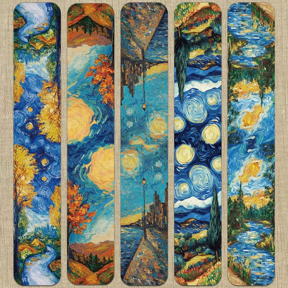 5PCS World Famous Paintings by Van Gogh Magnetic Bookmark Book Marking Page Clip DIY Student Stationery Creative Gifts magnetic bookmark bookmarks stationery supplies