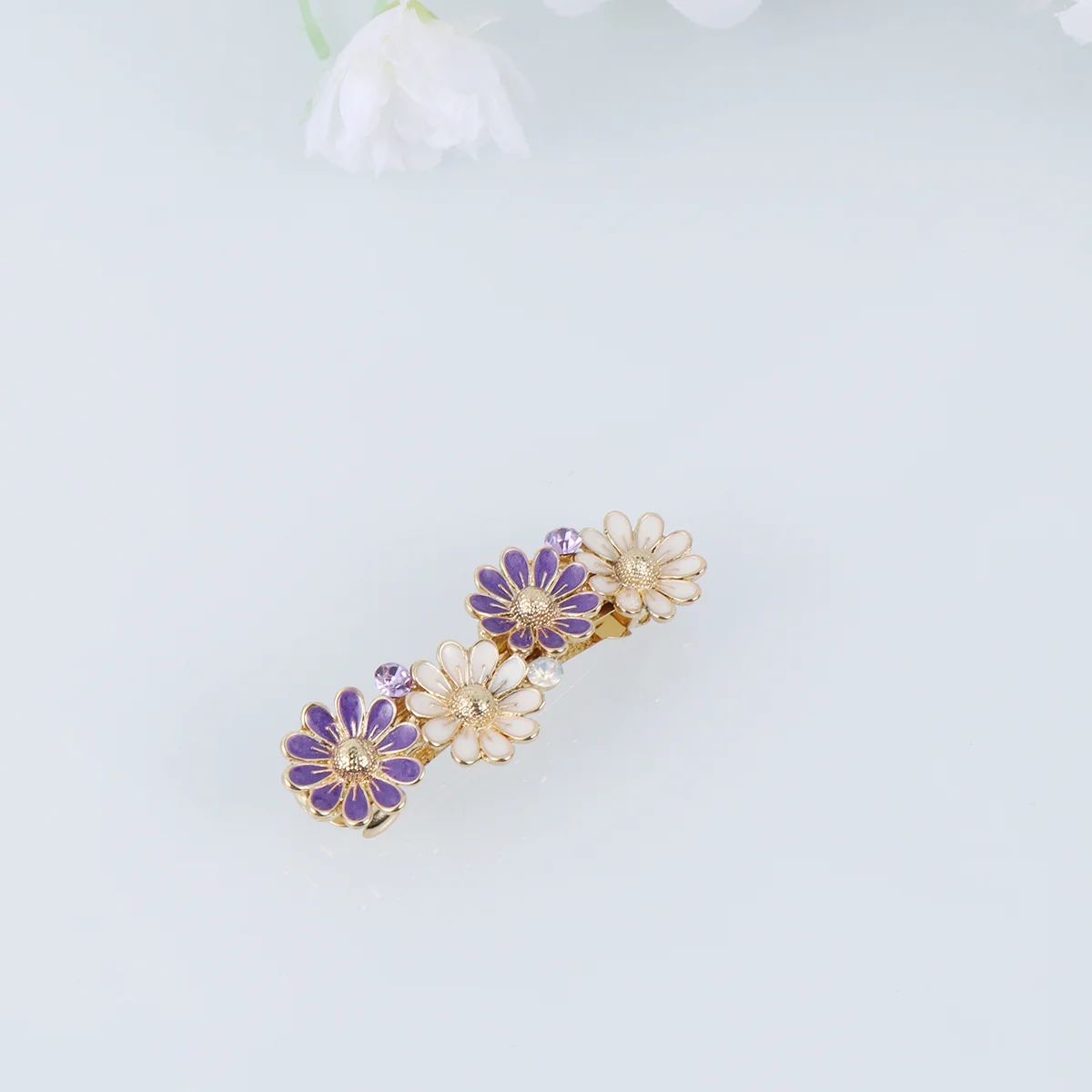 

Small Spring Hairpins Alloy Daisy Flower Spring Hairpin Simple Tail Clip Fashion Chic Hair Accessory for Girls Women Purple