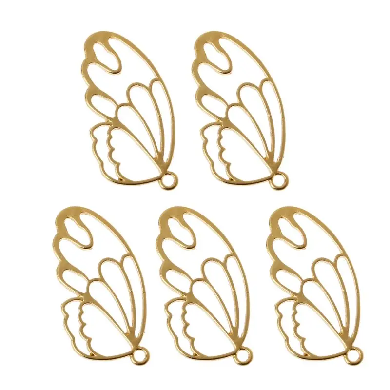 

5 Pcs Wings Feather Resin Frame Open Bezel Setting for w/ Loop Blank Pendant for DIY Crafts Bracelet Necklace Jewelry
