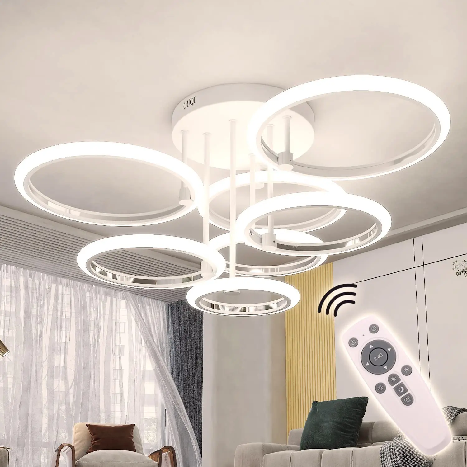 

Modern Smart LED Ceiling Lights Remote Control Stepless Dimming LED Fixtures Ceiling Lamp Indoor Lighting For Living Dining Room