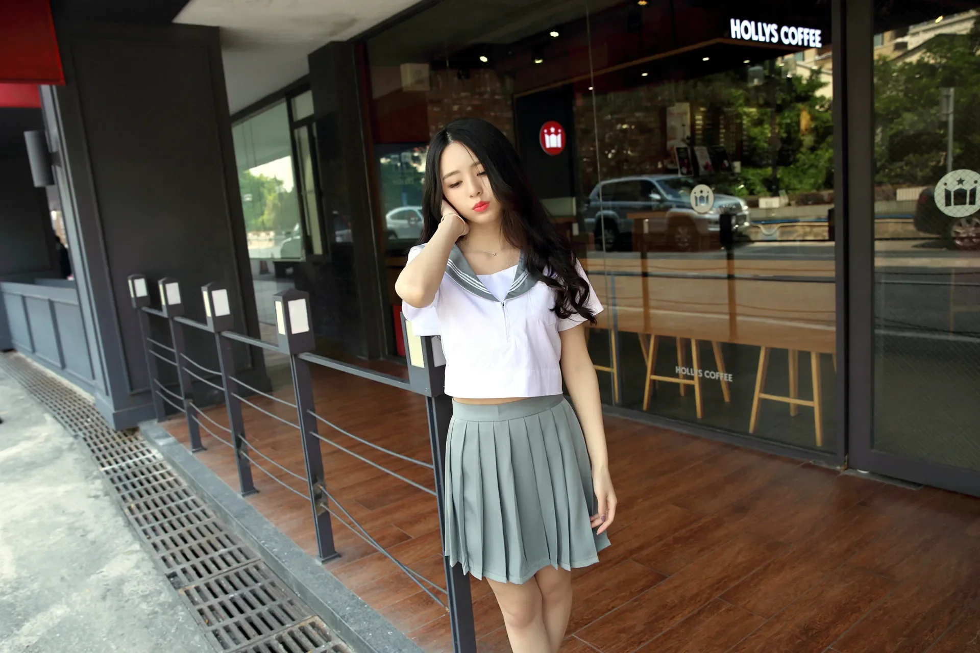 Japan South Korea School Uniform Short Sleeve Tops and Pleated Skirt British Navy Style Sailor Uniform Student Uniform