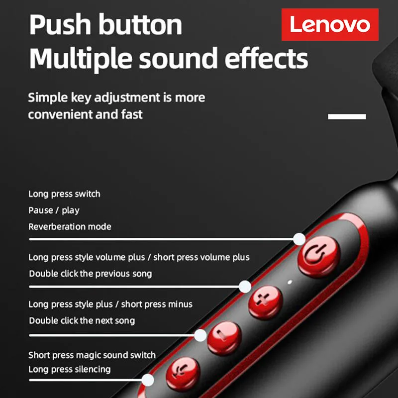 Lenovo M1 Outdoor Portable Lightweight Handheld Microphone Wireless Bluetooth HIFI Sound Quality Karaoke High Qualiy Microphone