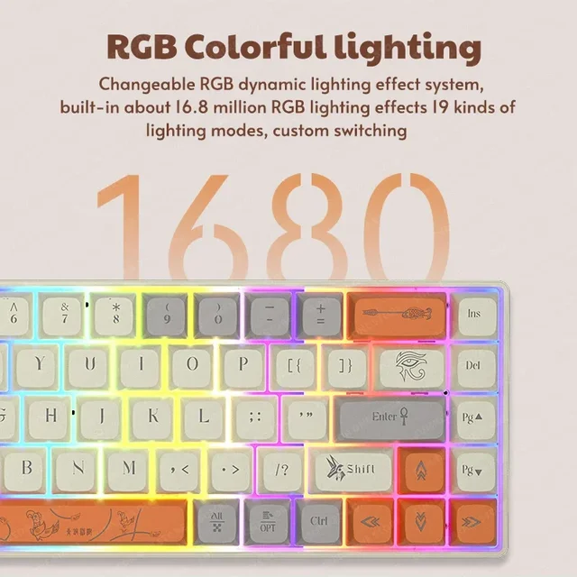 Langtu GK69 Wireless Bluetooth Gaming Mechanical Keyboard Three-Mode Hot-swappable RGB69 Key Gaming Keyboard PC Laptop Gamers 1