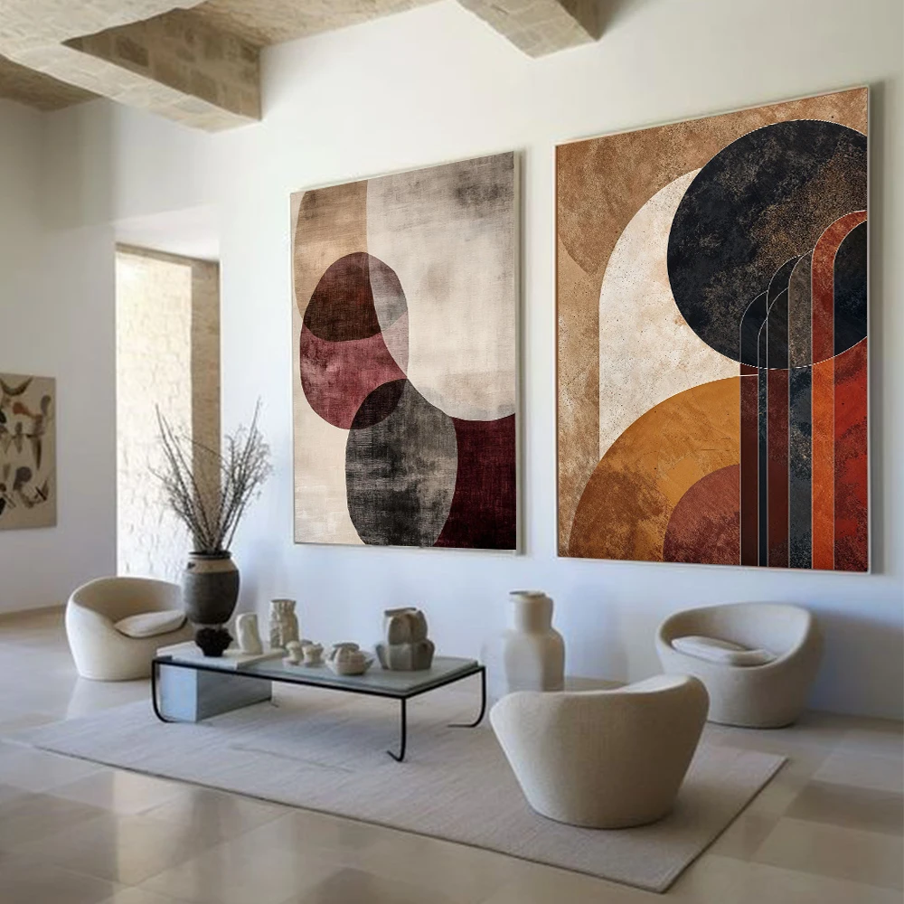Abstract Geometric Canvas Painting For Office Living Room Home Decor Vintage Poster Wall Decor Minimalist Canvas Wall Art Mural 1