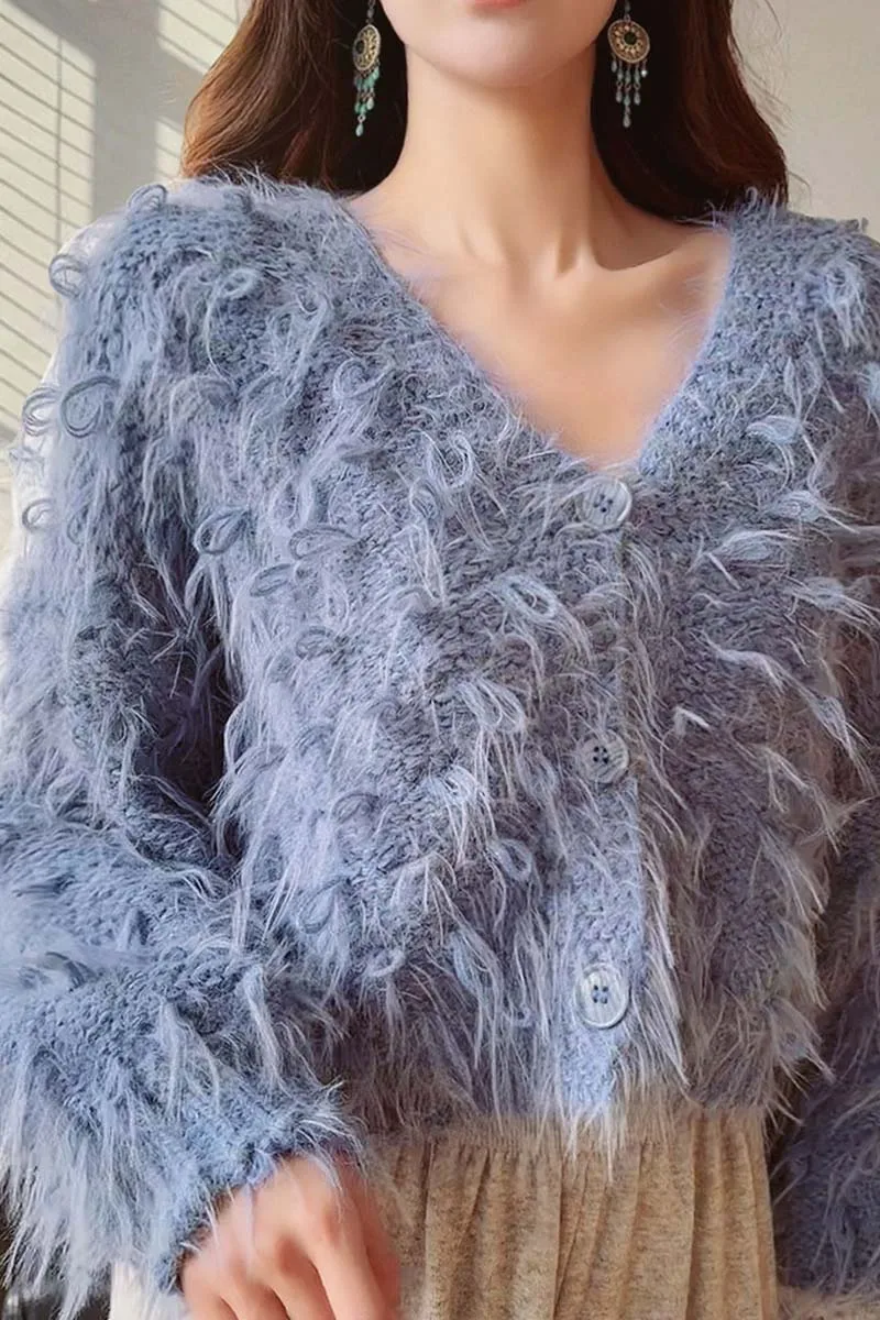 DABUWAWA Tassel Knitted Cardigan Vintage Sweater V Necl Womans Clothing Bohemian Y2k Christmas Party DA1DZK004 2