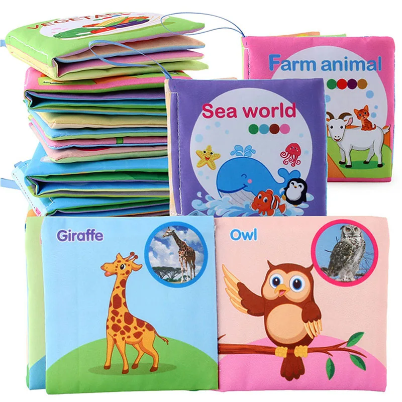 Baby Cloth Books Enlightenment Early Educational Toys Kids Fruits Animal Numbers Food Cognitive Book for Toddlers 0-36 Month 3
