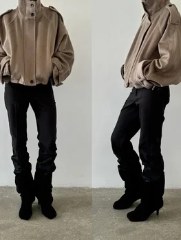 Giacche in pelliccia sintetica Donna Collo alto allentato Maniche lunghe Cappotti con cerniera Donna 2025 Autunno Inverno Chic Moda Solid Capispalla caldi 1