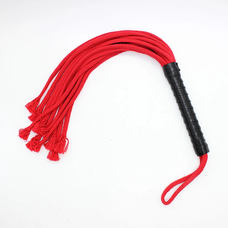 48cm Leather Handle Genuine Cotton Rope Loose Whip Horse Whip Riding Crop Flogger Paddle Slapper Horse Training Dressage Whips 3