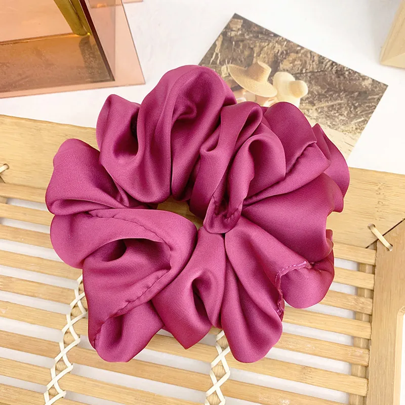 Oversized Stain Hair Scrunchies Women Silk Scrunchie Elastic Hair Bands Girls Headwear Donut Grip Loop Ponytail Holder alice headband Hair Accessories