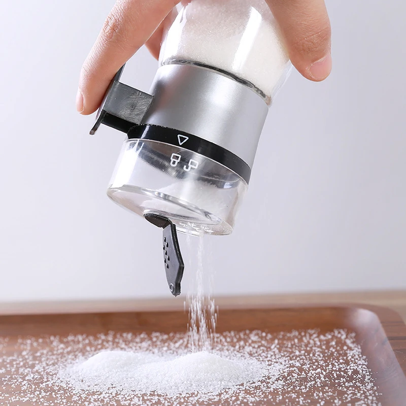 Push-type Salt Dispenser Sugar Bottle Spice Pepper Shaker Can Jar PushType Seasoning Container Kitchen Gadgets, salt shaker, spices bottle, salt pepper shakers, seasoning jar