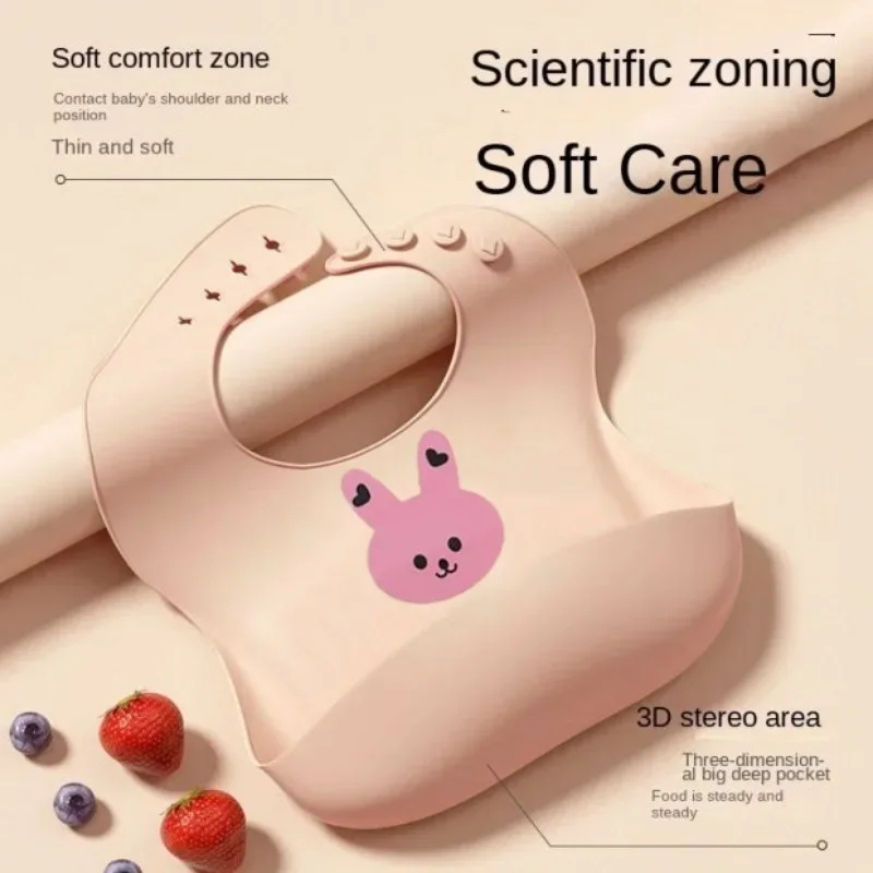 Baby Bibs Print Waterproof Silicone Baby Feeding Stuff Cute Kids Toddler Adjustable Children Bib Wet-proof Clothing In Winter