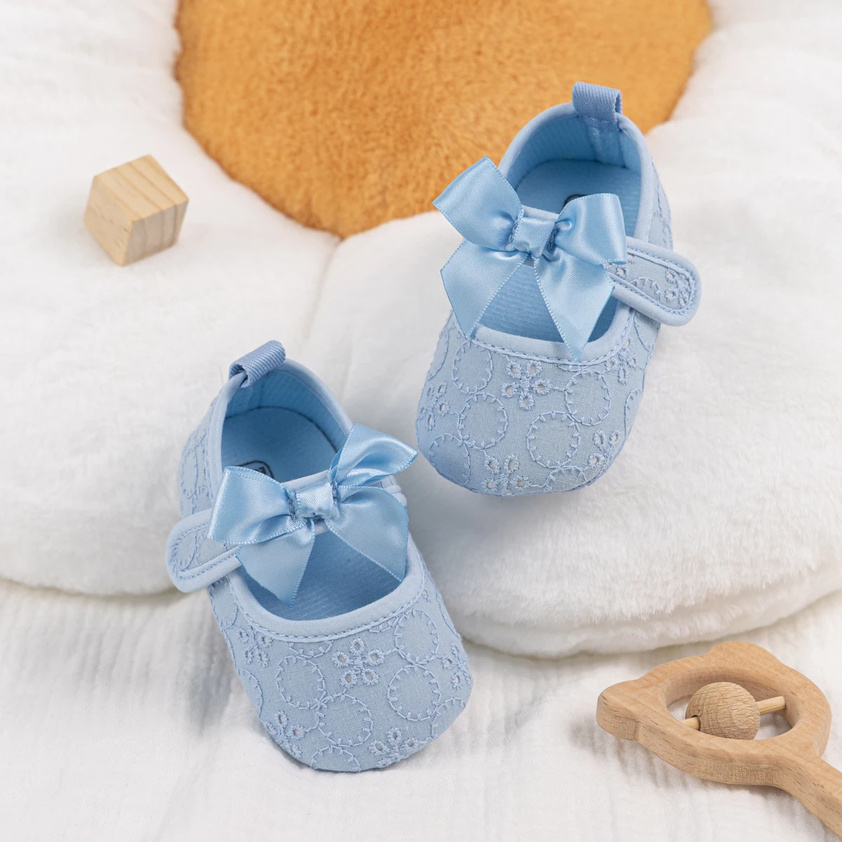 Four Seasons Newborn Baby Walking Shoes Classic Color Matching Bow Princess Shoes Baby Girl Anti-slip Soft Bottom Solid Color 6
