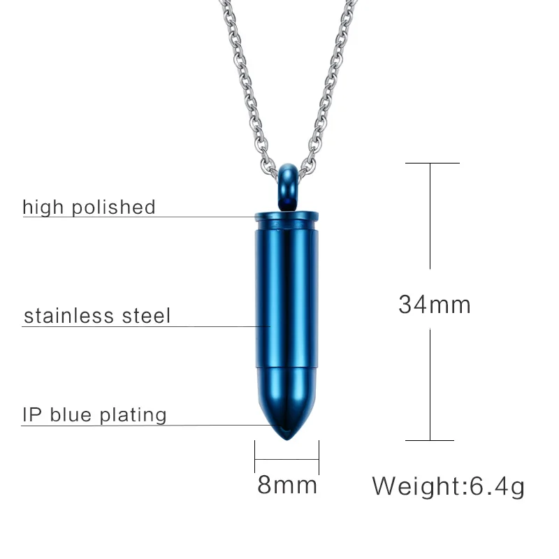Vinterly Punk 5 Colors Stainless Steel Cremation Pendant Necklaces Pets Keepsake Urns for Ashes Gold-color Jewelry Waterproof 2