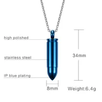 Vinterly Punk 5 Colors Stainless Steel Cremation Pendant Necklaces Pets Keepsake Urns for Ashes Gold-color Jewelry Waterproof 2