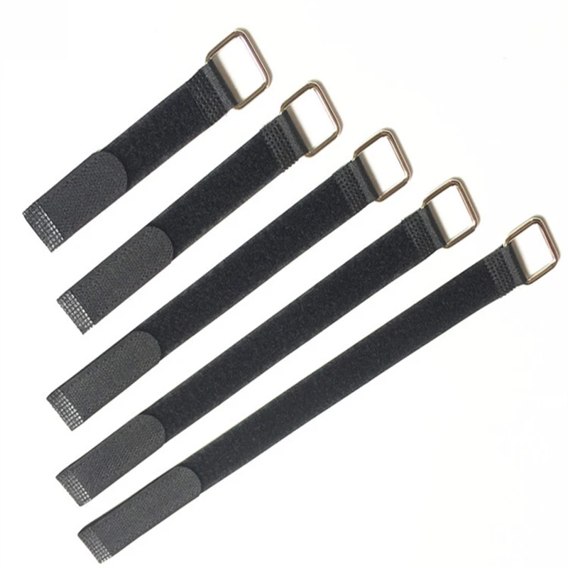 5Pcs Metal Buckle Hook And Loop Straps Reusable Fastening Cable Straps  Cable Ties Adjustable Nylon Securing Straps For Cord Wrap