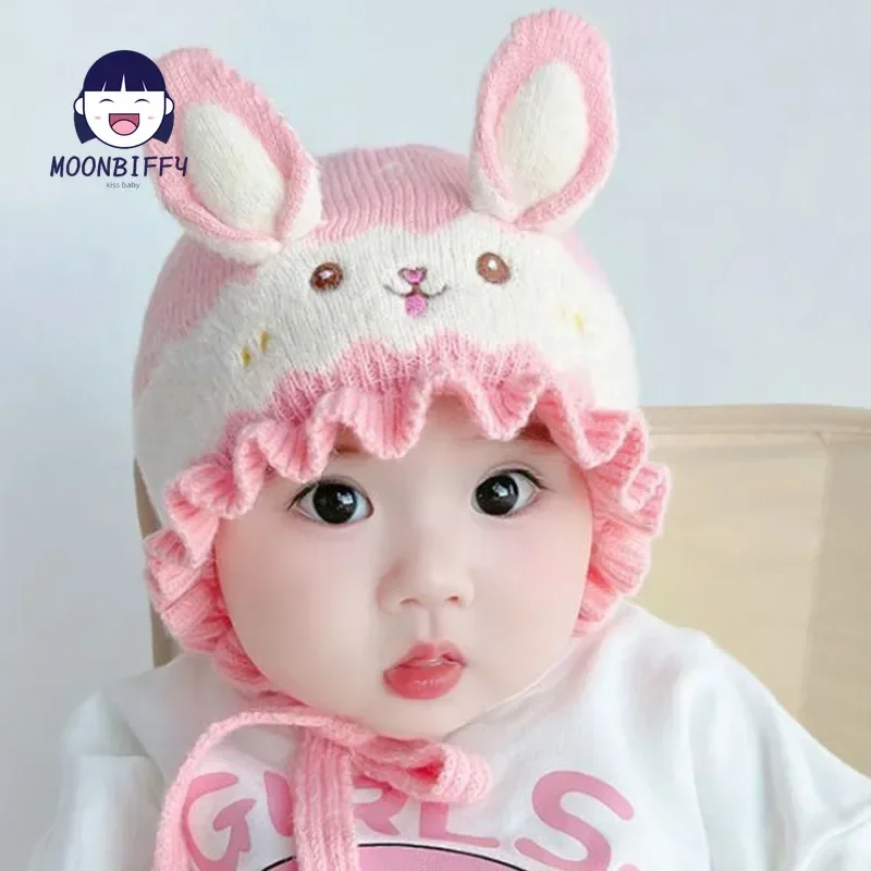 Nuovo simpatico cappello da coniglio con orecchie inverno caldo neonato ragazzi ragazze berretto berretti protezione morbida per le orecchie cappello da bambino per neonati