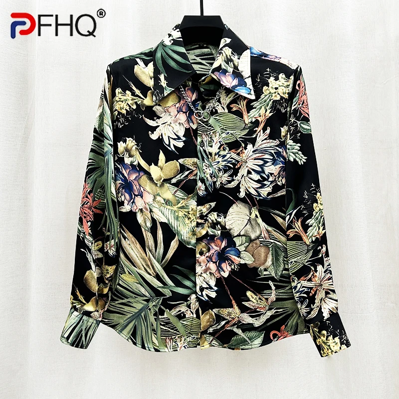 

PFHQ Autumn Men's High Quality Silk Printed Shirts Personalized Shoulder Pad Abstract Fashion Long Sleeved Pattern Tops 21Z1316