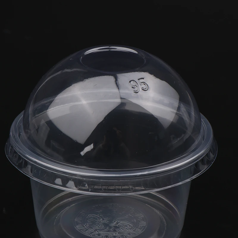 50Pcs 250ML Disposable Salad Cup Transparent Plastic Dessert Cups Bowls Container With Dome/Flat Lids Ice Cream Dessert Cups