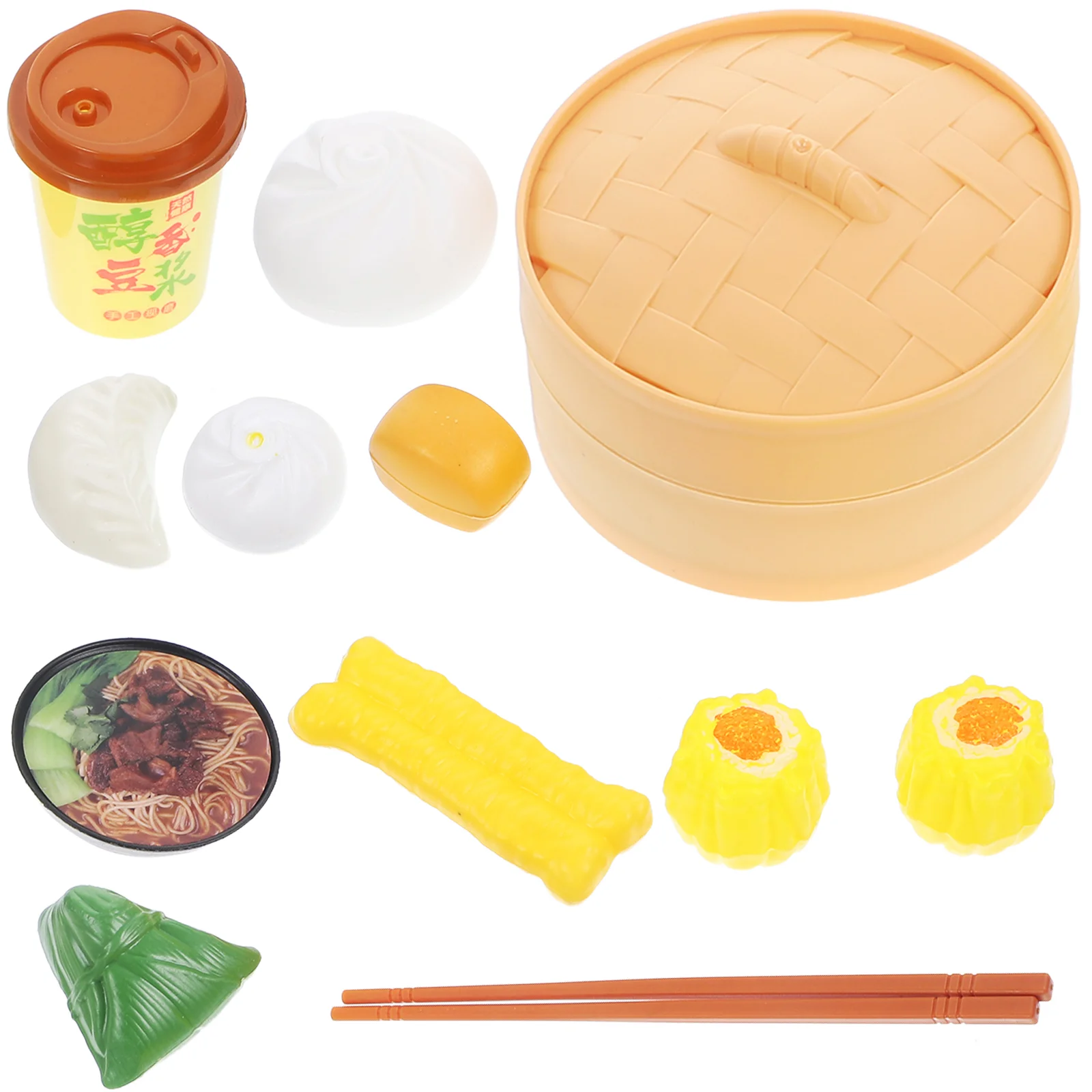 2 Set Asian Food Playset Pretend Toys for Girls Steamer Plastic Cooking Utensil Child