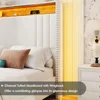 King Size Bed Frame with 51.6" Tall Headboard, Upholstered Platform Bed with Charging Station & Storage, No Box Spring Needed 4