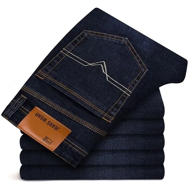 2024 New Men Business Style Slim fit Straight Jeans Fashion Classic Black Blue male Stretch Casual denim trousers Plus Size28-40