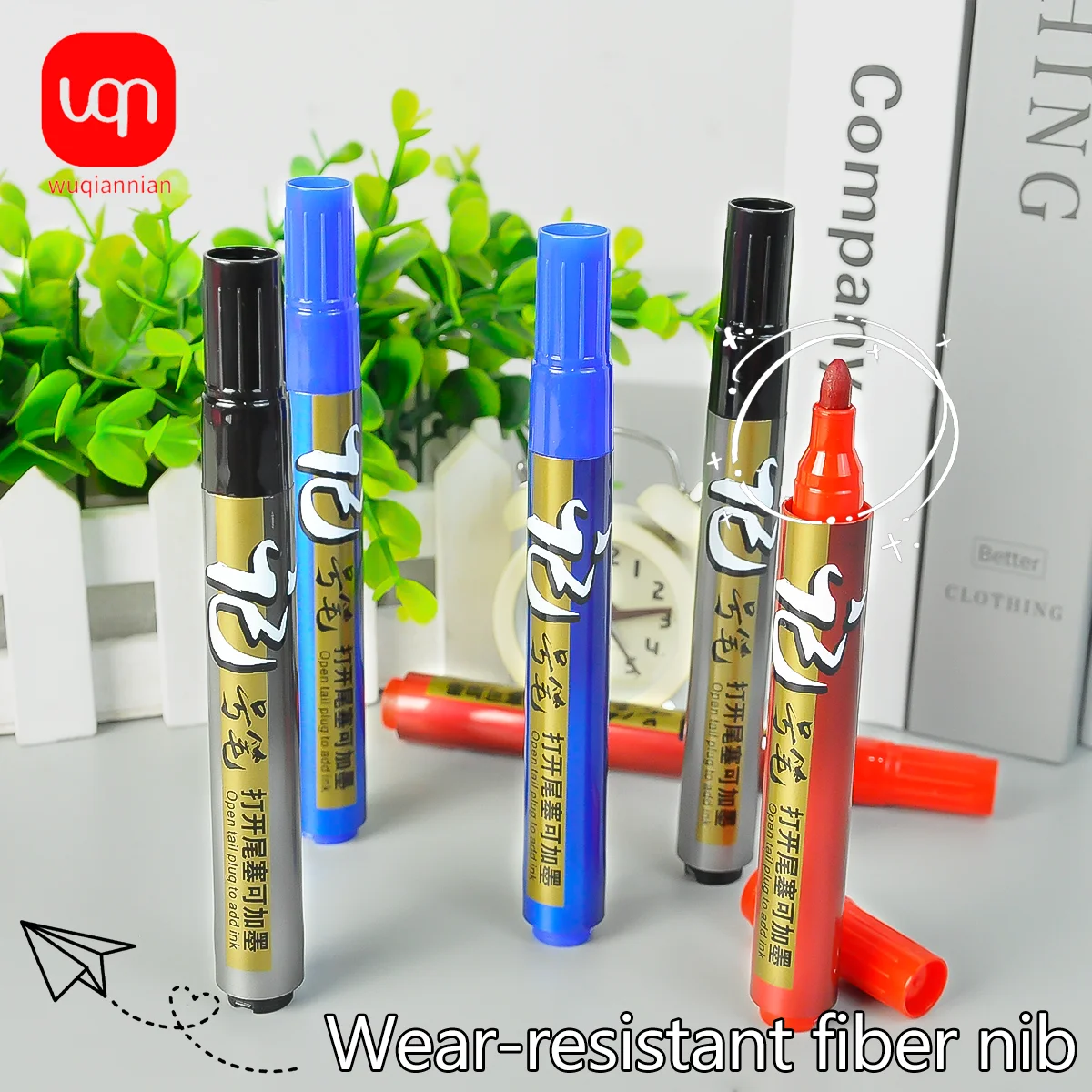 WQN-2/5PCS 삼색 유성 마커, 돌, 플라스틱, 유리 등에 사용 가능, 빠른 건조 및 방수 학교 및 사무용품
