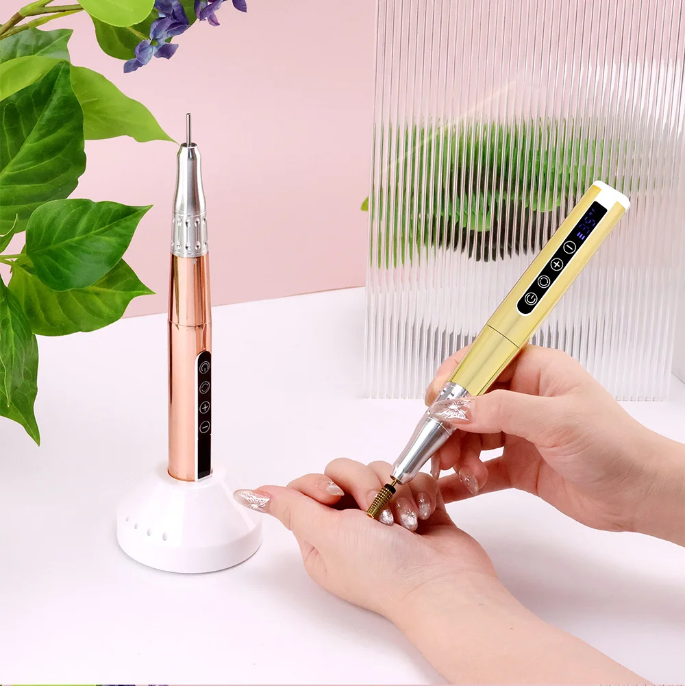 65w Portable Coreless Motor Cordless Nail Drill 35000RPM Electric Handle Pen Drill Pedicure Rechargeable Handpiece LCD Display 3