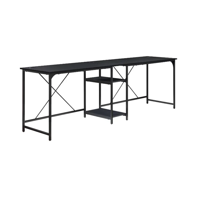 Mainstays Two-Way Convertible Desk with Lower Storage Shelf, Charcoal Finish and Black Metal Frame 4